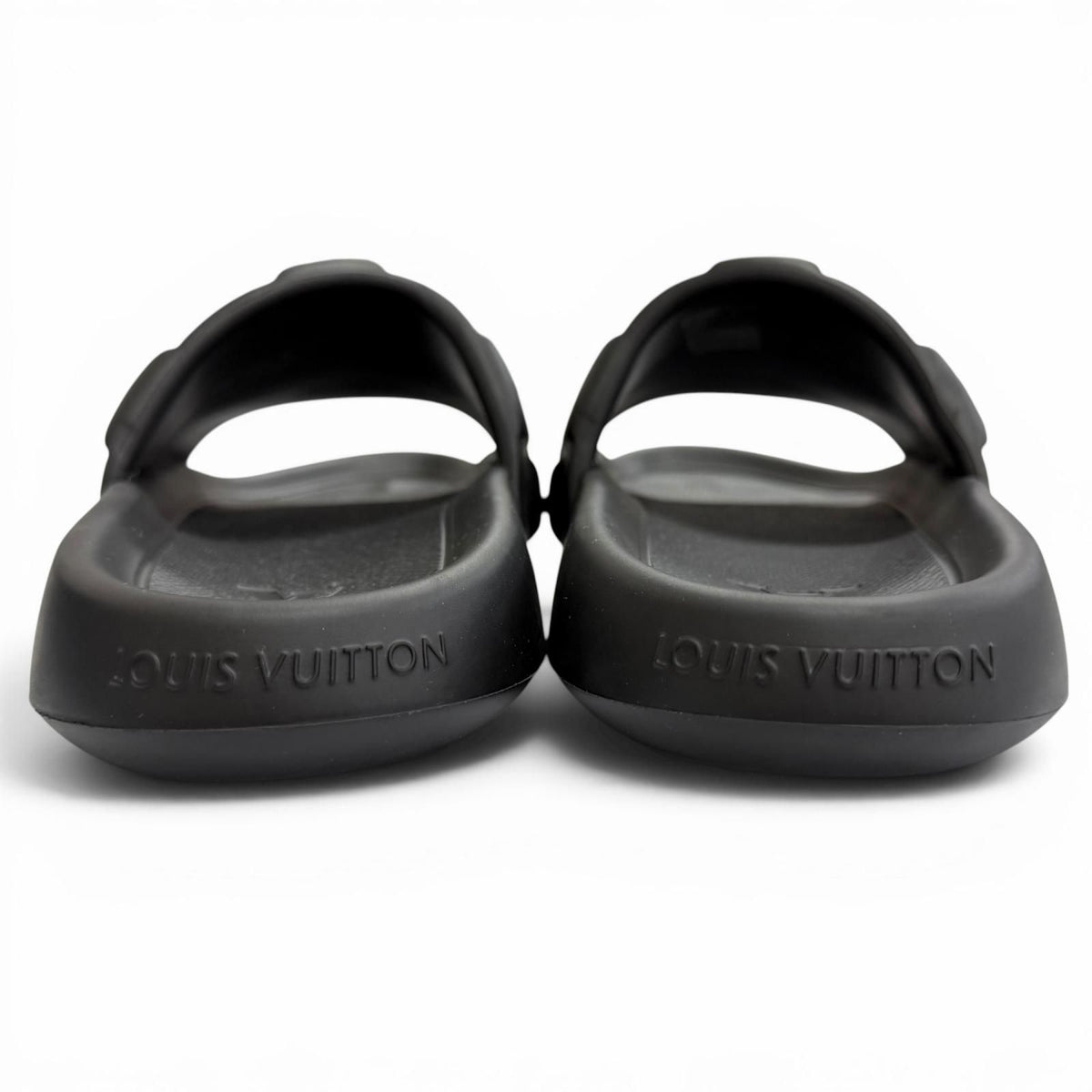 Louis Vuitton LV Waterfront Line Rubber Damier Slide Sandals Black 8 — view 5