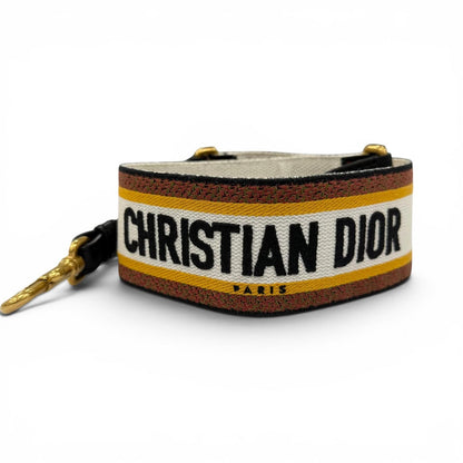 Dior Embroidery Shoulder Strap Canvas Leather Orange Black