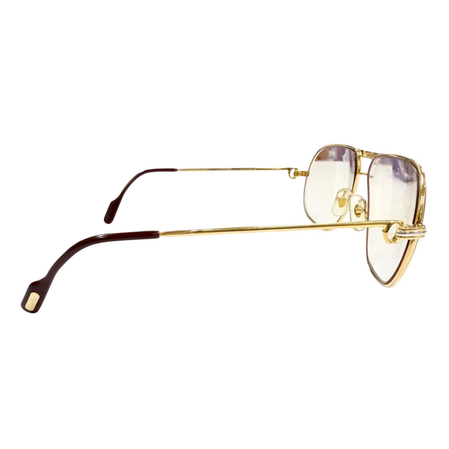 Cartier Vintage Trinity Two Bridge Logo Eyewear Sunglasses Gold Bordeaux — view 4