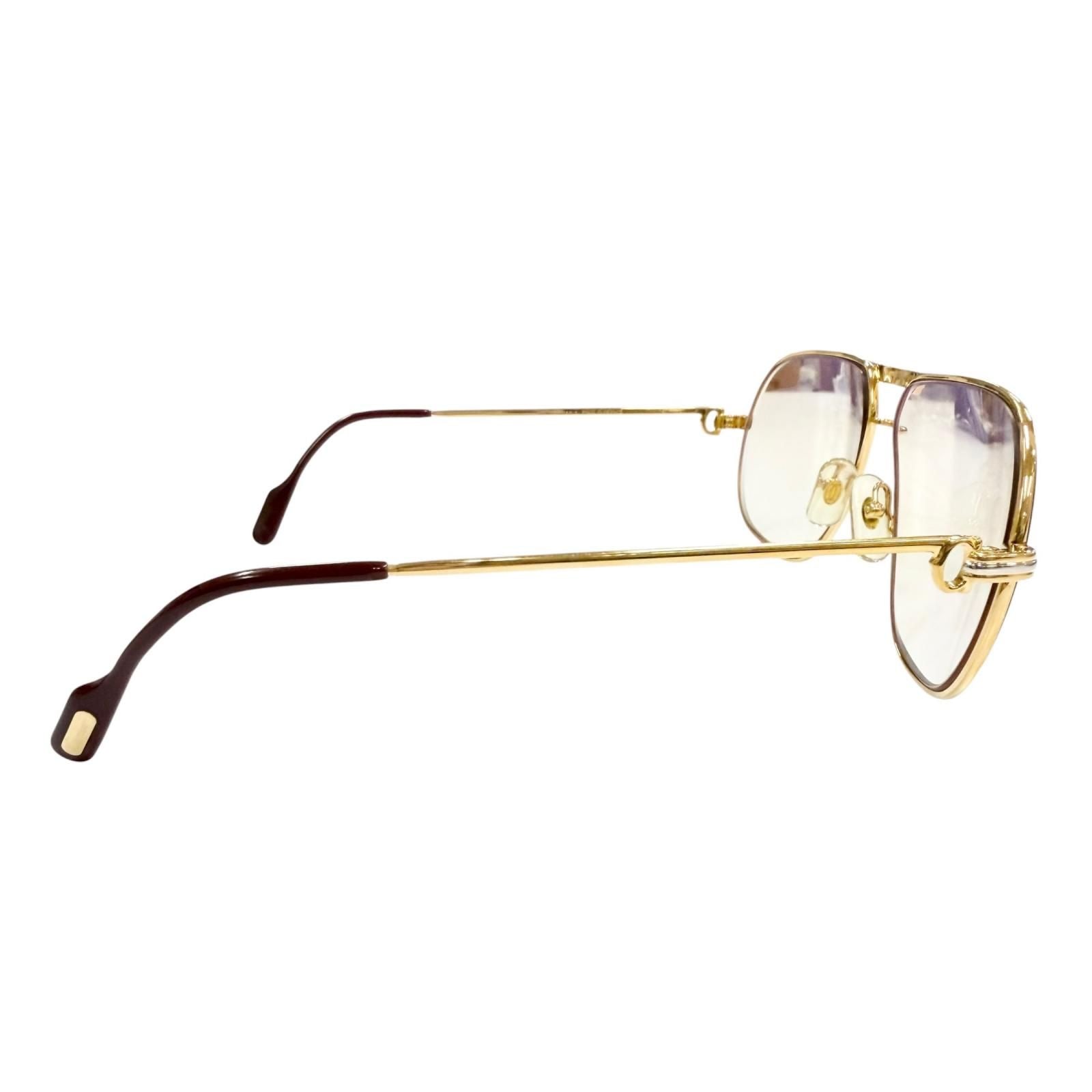 Cartier Vintage Trinity Two Bridge Logo Eyewear Sunglasses Gold Bordeaux — view 4