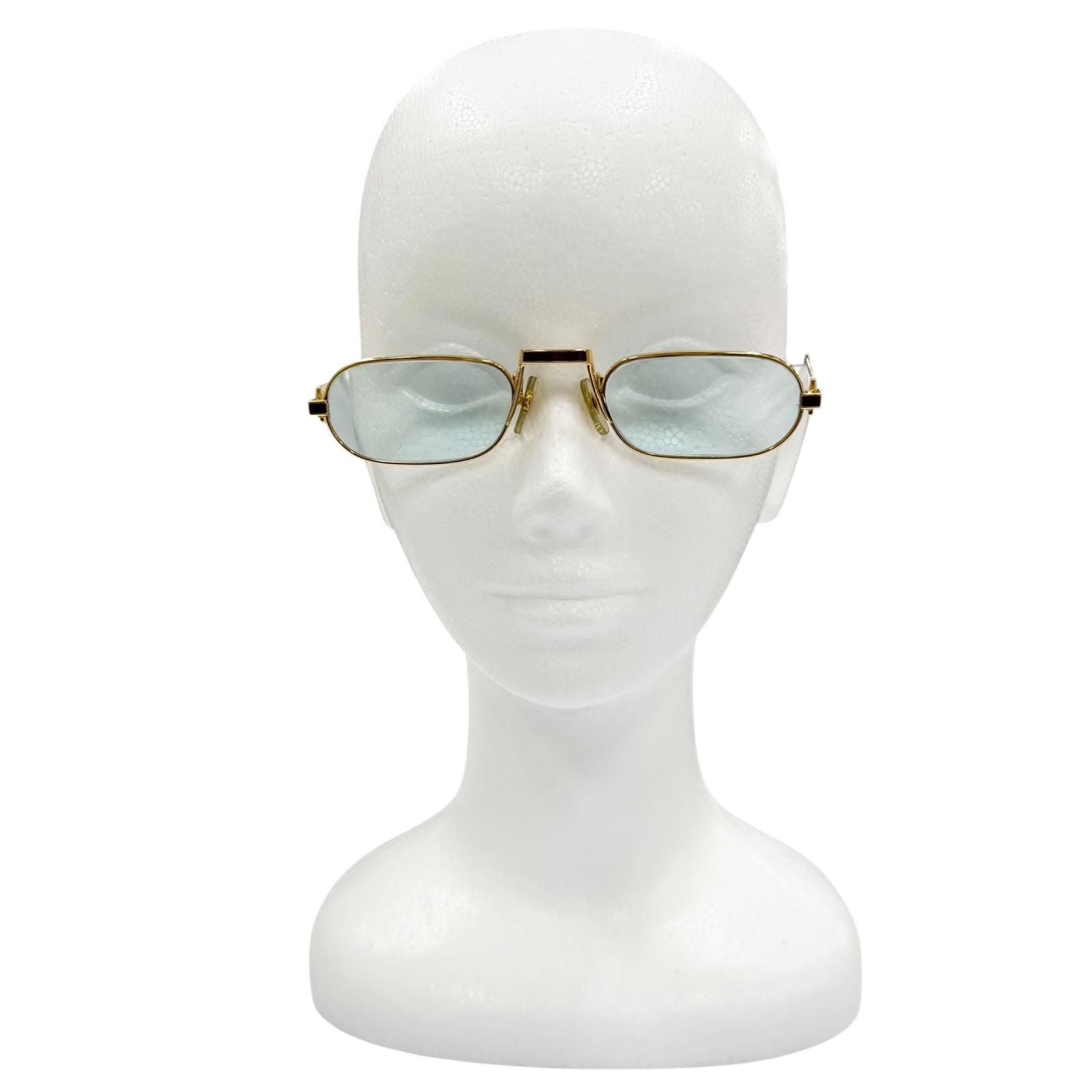 Cartier Vintage Square Logo Eyewear Sunglasses Gold Bordeaux Blue — view 2