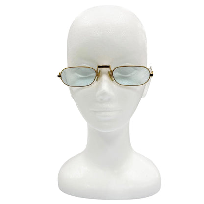 Cartier Vintage Square Logo Eyewear Sunglasses Gold Bordeaux Blue — view 2