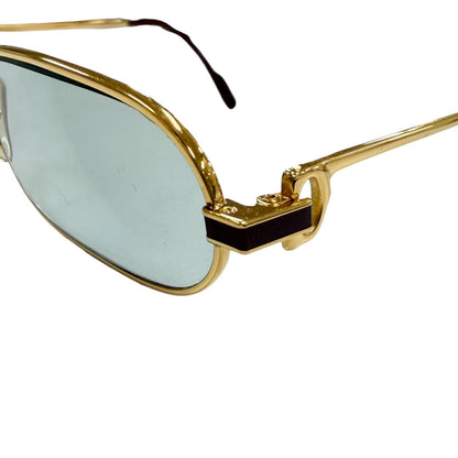 Cartier Vintage Square Logo Eyewear Sunglasses Gold Bordeaux Blue — view 6