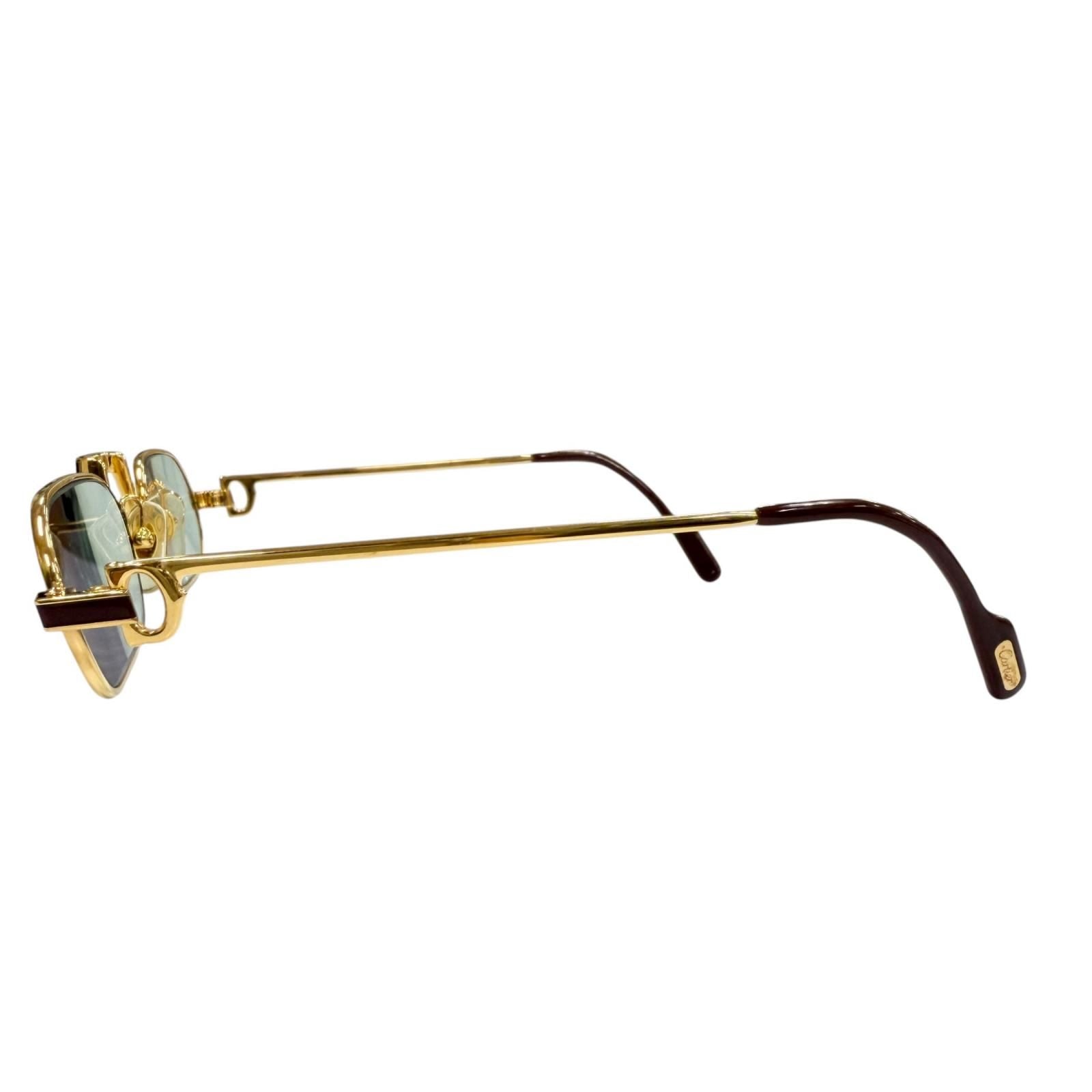 Cartier Vintage Square Logo Eyewear Sunglasses Gold Bordeaux Blue — view 3