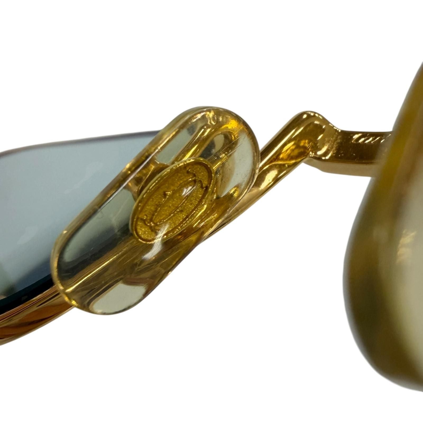 Cartier Vintage Square Logo Eyewear Sunglasses Gold Bordeaux Blue — view 8