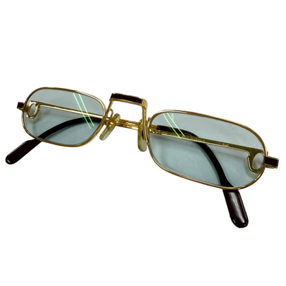 Cartier Vintage Square Logo Eyewear Sunglasses Gold Bordeaux Blue
