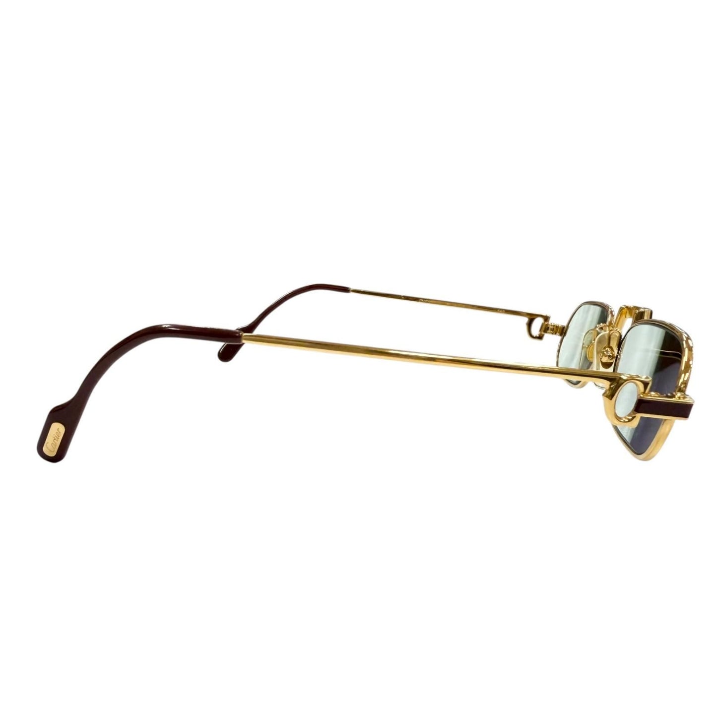 Cartier Vintage Square Logo Eyewear Sunglasses Gold Bordeaux Blue — view 4