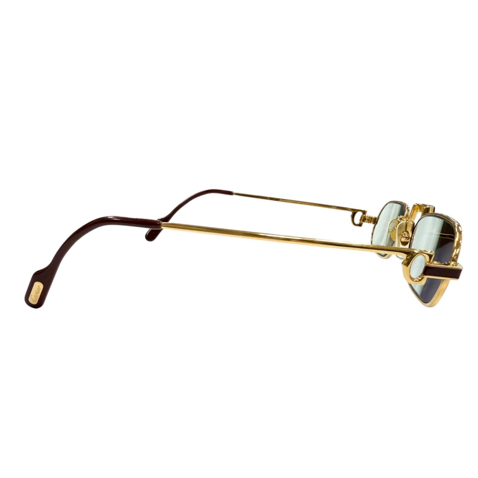 Cartier Vintage Square Logo Eyewear Sunglasses Gold Bordeaux Blue — view 4