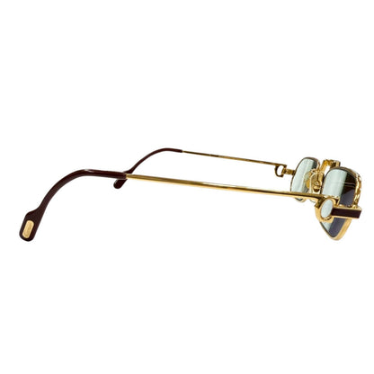 Cartier Vintage Square Logo Eyewear Sunglasses Gold Bordeaux Blue — view 4