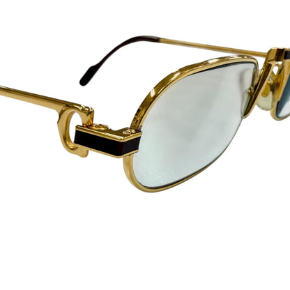 Cartier Vintage Square Logo Eyewear Sunglasses Gold Bordeaux Blue — view 7