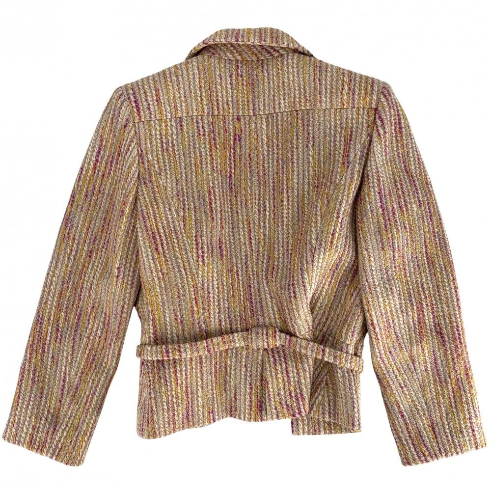 Chanel Tweed Belted Jacket 38 Beige Pink Gold Wool Spring Autumn — view 2