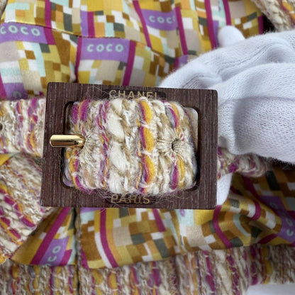Chanel Tweed Belted Jacket 38 Beige Pink Gold Wool Spring Autumn — view 4