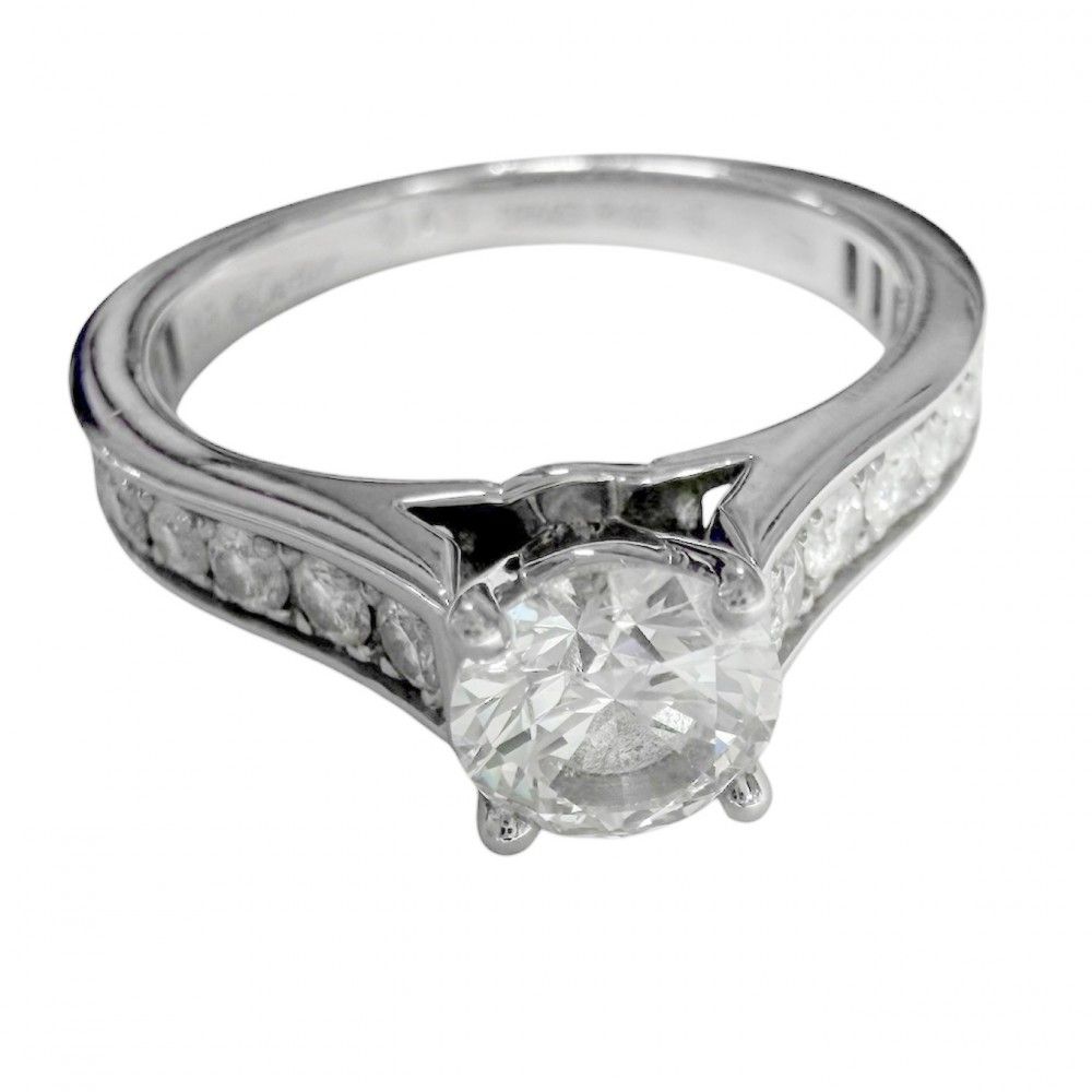 Cartier 1895 Ring Solitaire Half Eternity Platinum Diamond