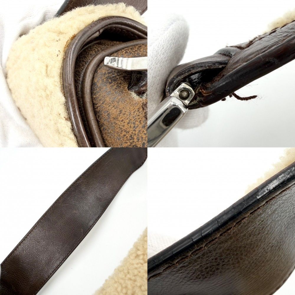 Dior Saddle Bag Galliano Era Shoulder Shearling Leather Brown Beige Silver — view 7