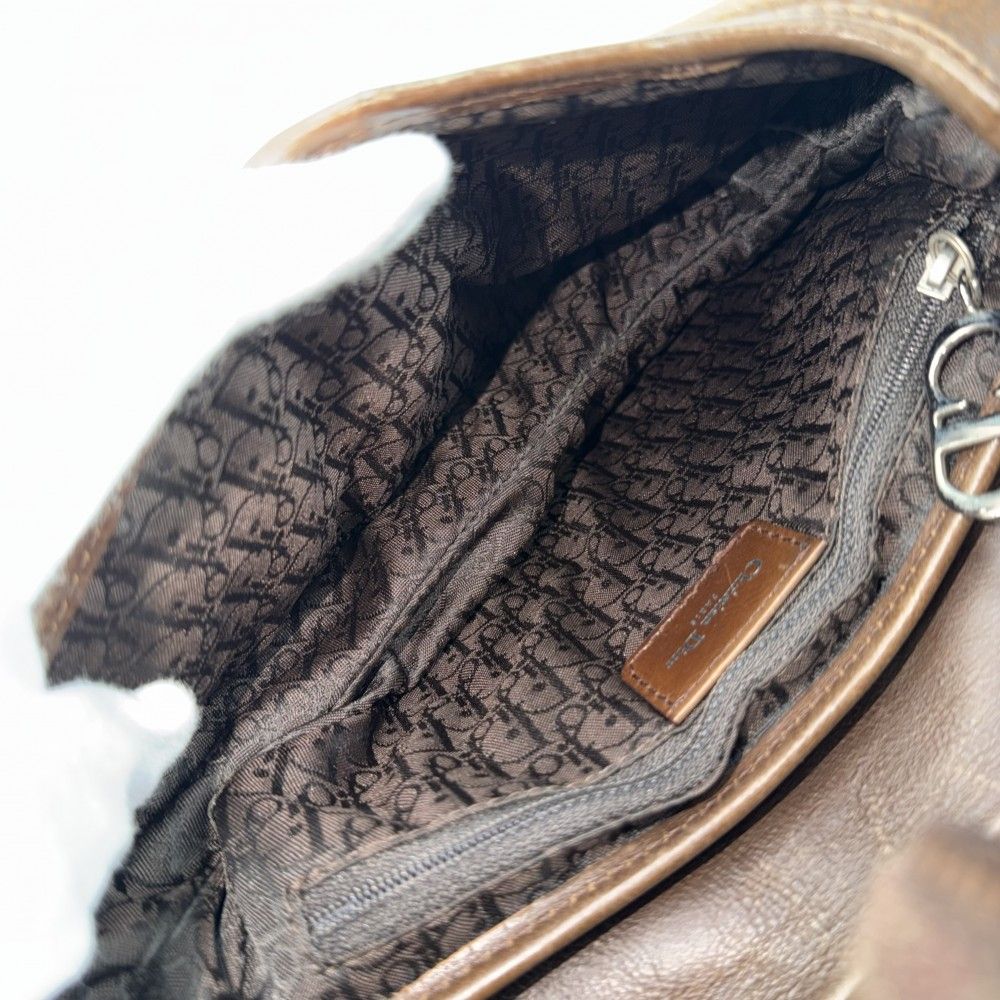 Dior Saddle Bag Galliano Era Shoulder Shearling Leather Brown Beige Silver — view 5