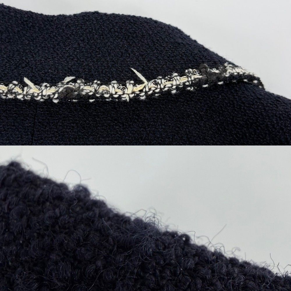 Chanel Tailored Jacket CC Logo Emblem 38 Navy Wool Cotton Spring Autumn — view 6