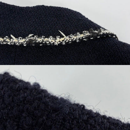 Chanel Tailored Jacket CC Logo Emblem 38 Navy Wool Cotton Spring Autumn — view 6