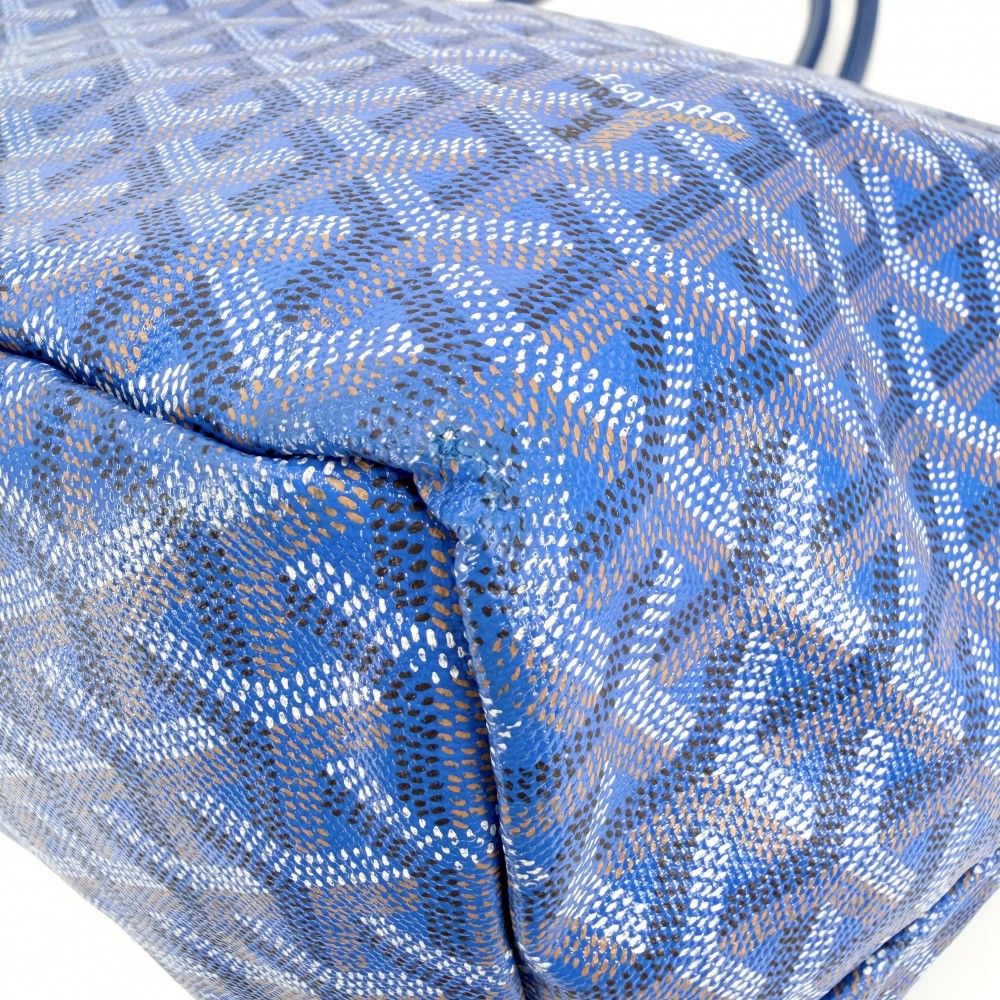 Goyard Tote Saint Louis GM Handbag Shoulder Leather Blue Silver — view 6