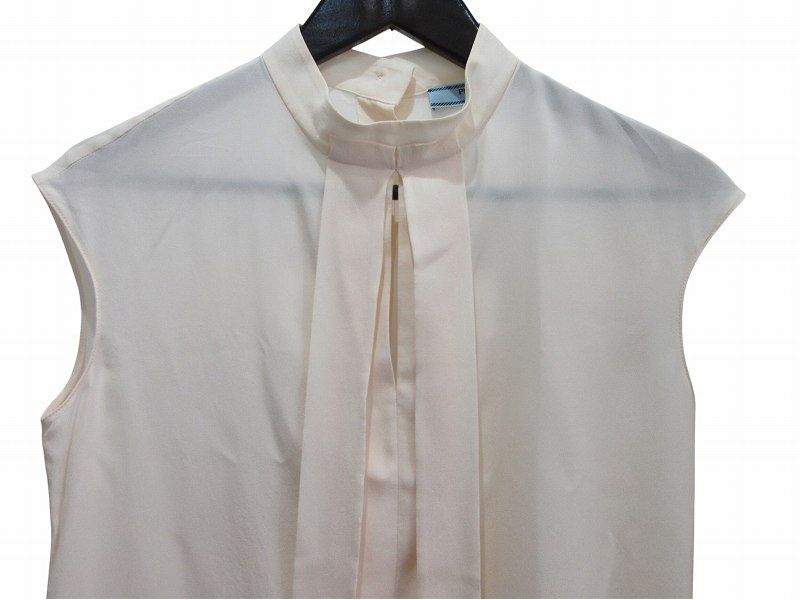 Prada Sleeveless Bowtie Blouse Silk White 38 — view 2