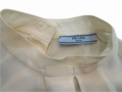 Prada Sleeveless Bowtie Blouse Silk White 38 — view 4