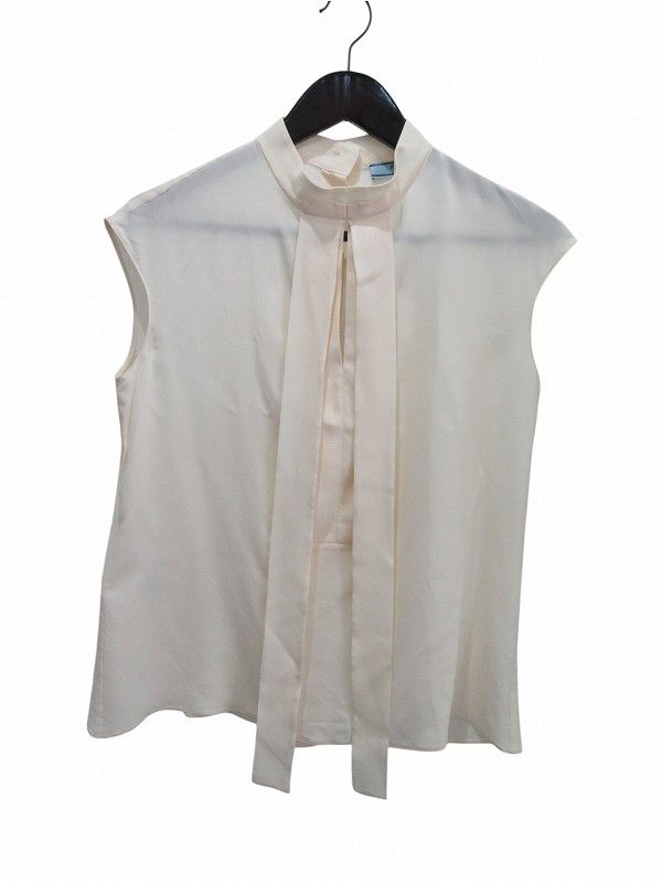 Prada Sleeveless Bowtie Blouse Silk White 38