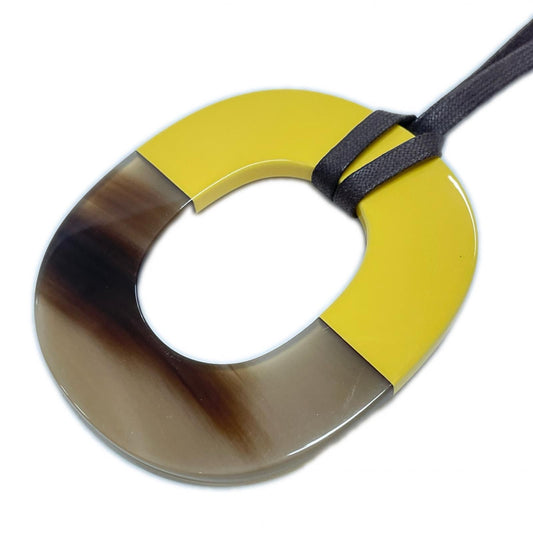 Hermes Pendant Buffalo Horn Lacquer Ismu Brown Yellow