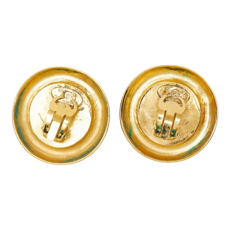 Chanel 31 Rue Cambon Vintage Round Earrings Gold Plated Faux Pearl — view 3