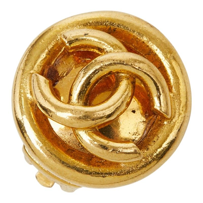 Chanel CC Logo Vintage Round Single Earring Gold Plated