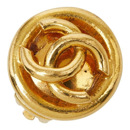 Chanel CC Logo Vintage Round Single Earring Gold Plated