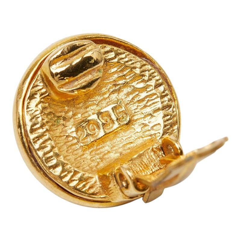 Chanel CC Logo Vintage Round Single Earring Gold Plated — view 3
