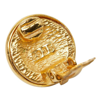 Chanel CC Logo Vintage Round Single Earring Gold Plated — view 3