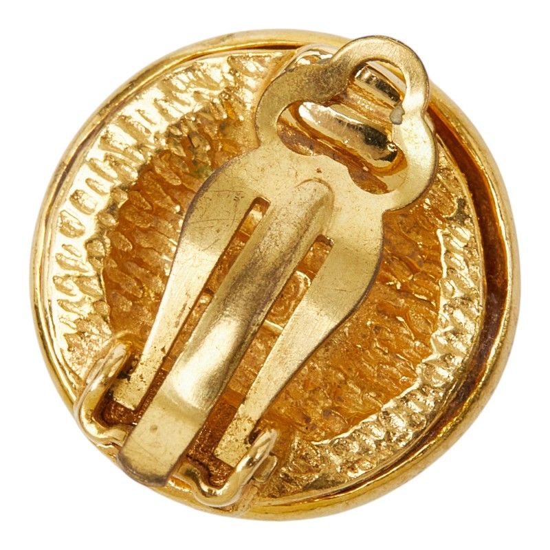 Chanel CC Logo Vintage Round Single Earring Gold Plated — view 2