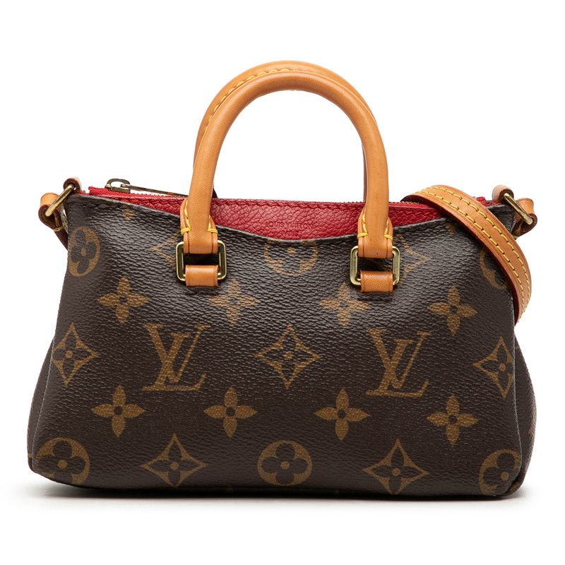 Louis Vuitton Monogram Nano Pallas Mini 2-Way Shoulder Bag Brown Cerise