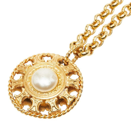 Celine Chain Pendant Gold Faux Pearl Plated