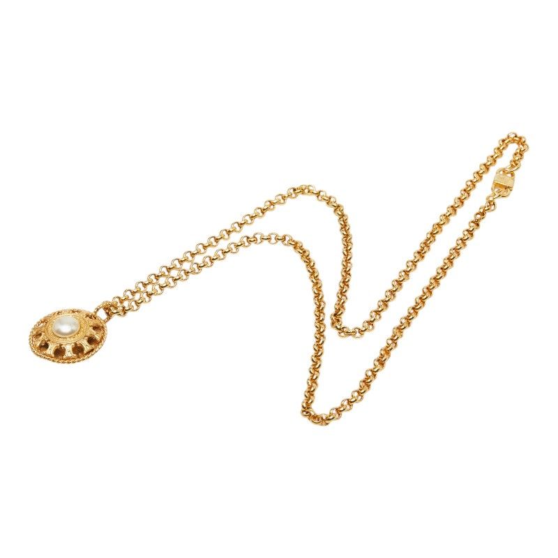 Celine Chain Pendant Gold Faux Pearl Plated — view 2