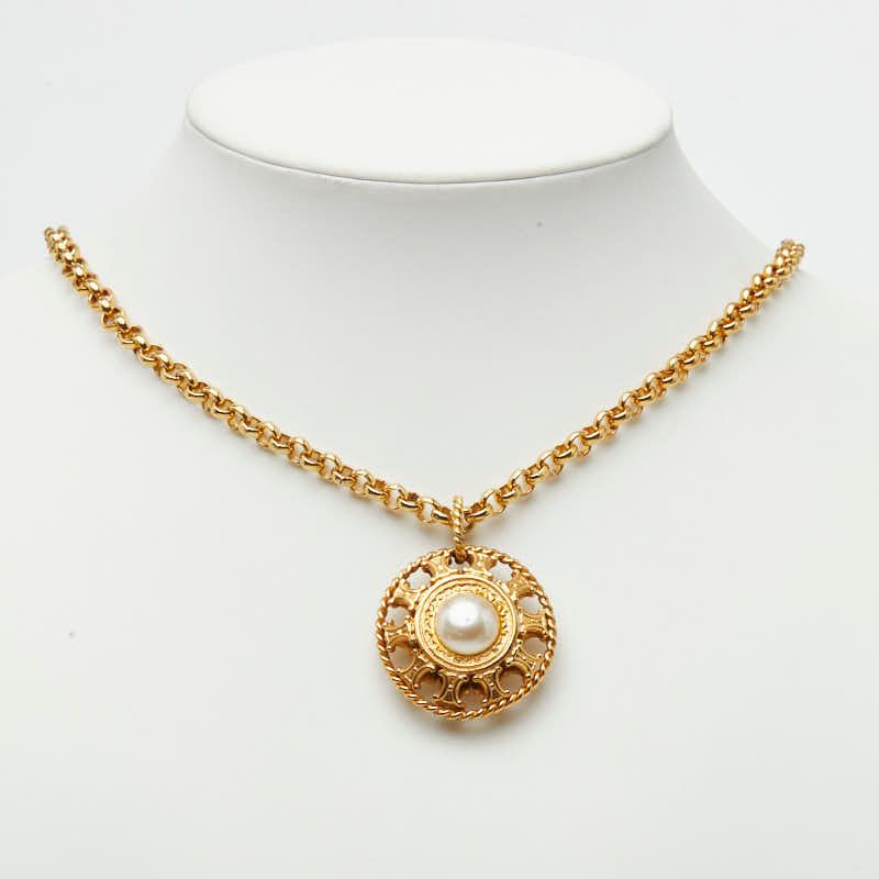 Celine Chain Pendant Gold Faux Pearl Plated — view 7