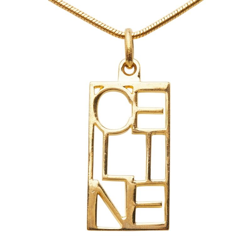 Celine Logo Plate Chain Pendant Gold Plated — view 3