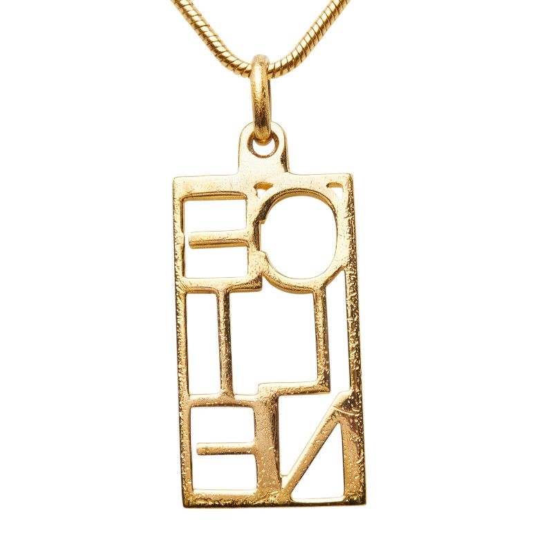 Celine Logo Plate Chain Pendant Gold Plated — view 4