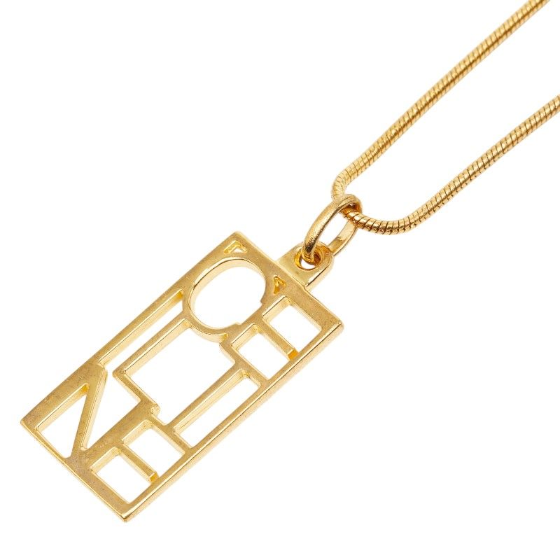 Celine Logo Plate Chain Pendant Gold Plated