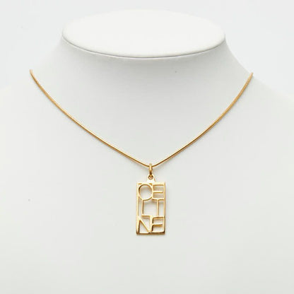 Celine Logo Plate Chain Pendant Gold Plated — view 6