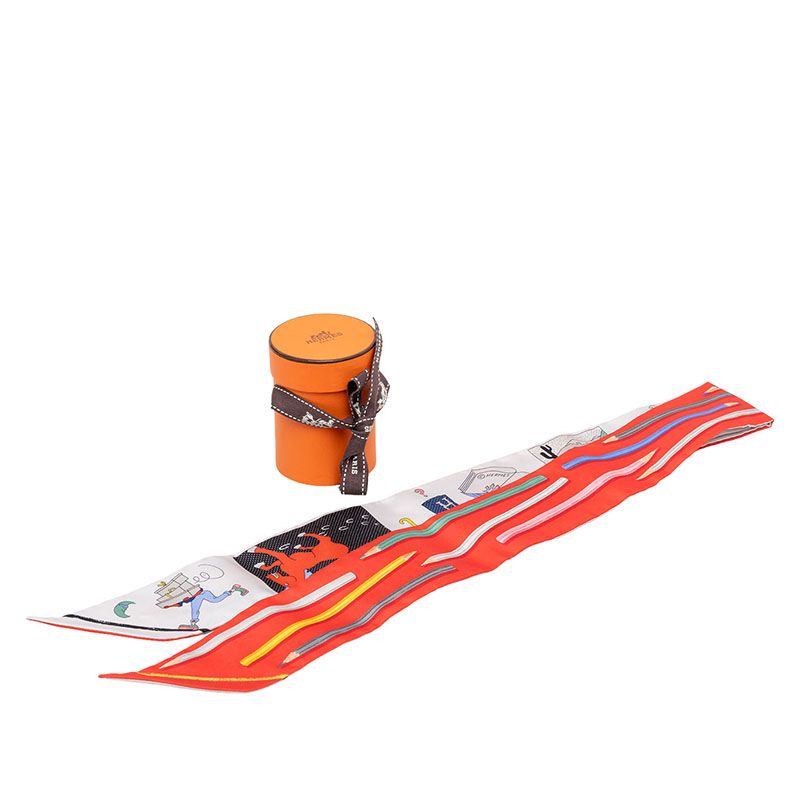 Hermes Twilly Come On Get Out Your Colored Pencils! Carre Libre Scarf White — view 5
