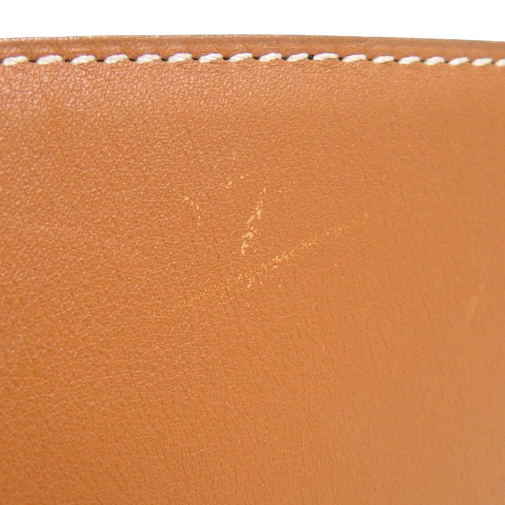 Hermes Round Buckle Leather Brown Silver Belt — view 5