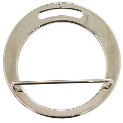Hermes Round Buckle Leather Brown Silver Belt — view 4