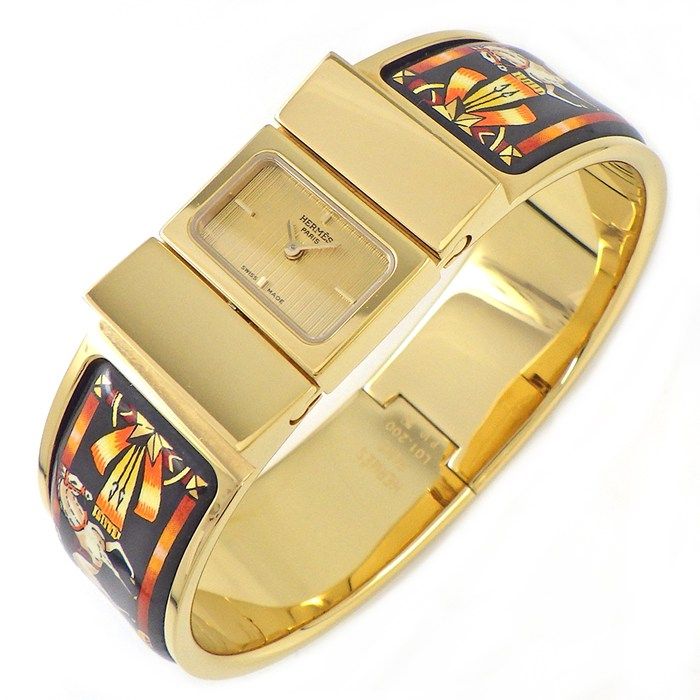 Hermes Watch Bangle Location 01.201.470 Gold Dial Quartz Analog
