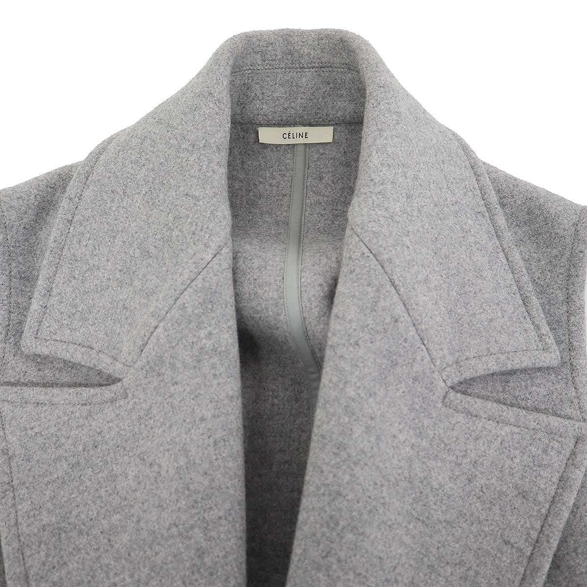 Celine by Phoebe Philo No Sleeve Side Open Wool Coat Gray 36 — view 4