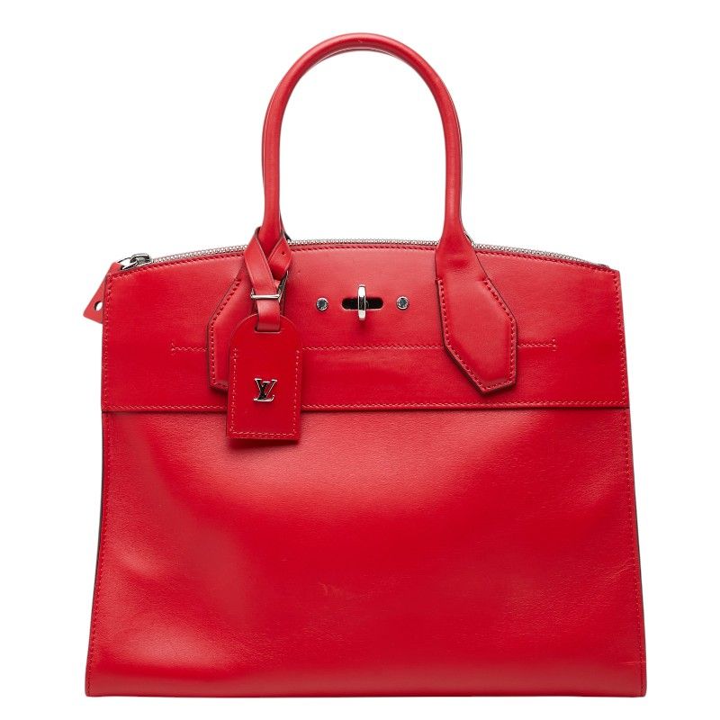 Louis Vuitton City Steamer MM Handbag Red Leather
