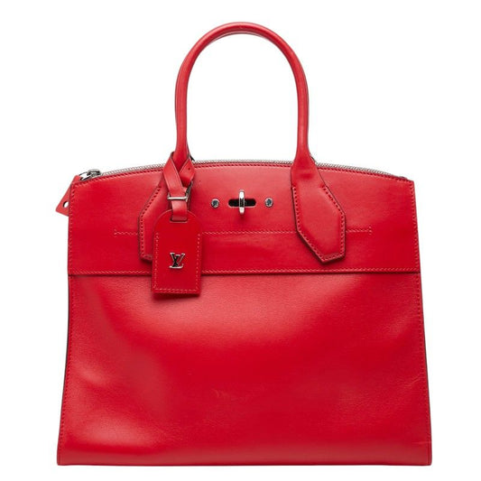 Louis Vuitton City Steamer MM Handbag Red Leather