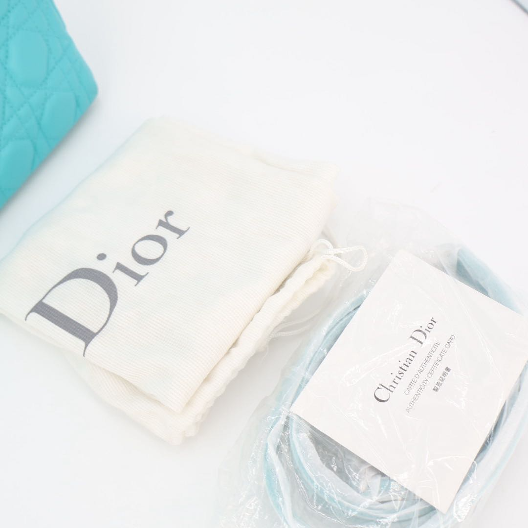 Dior Lady Dior Cannage Leather 2-Way Handbag Blue — view 2