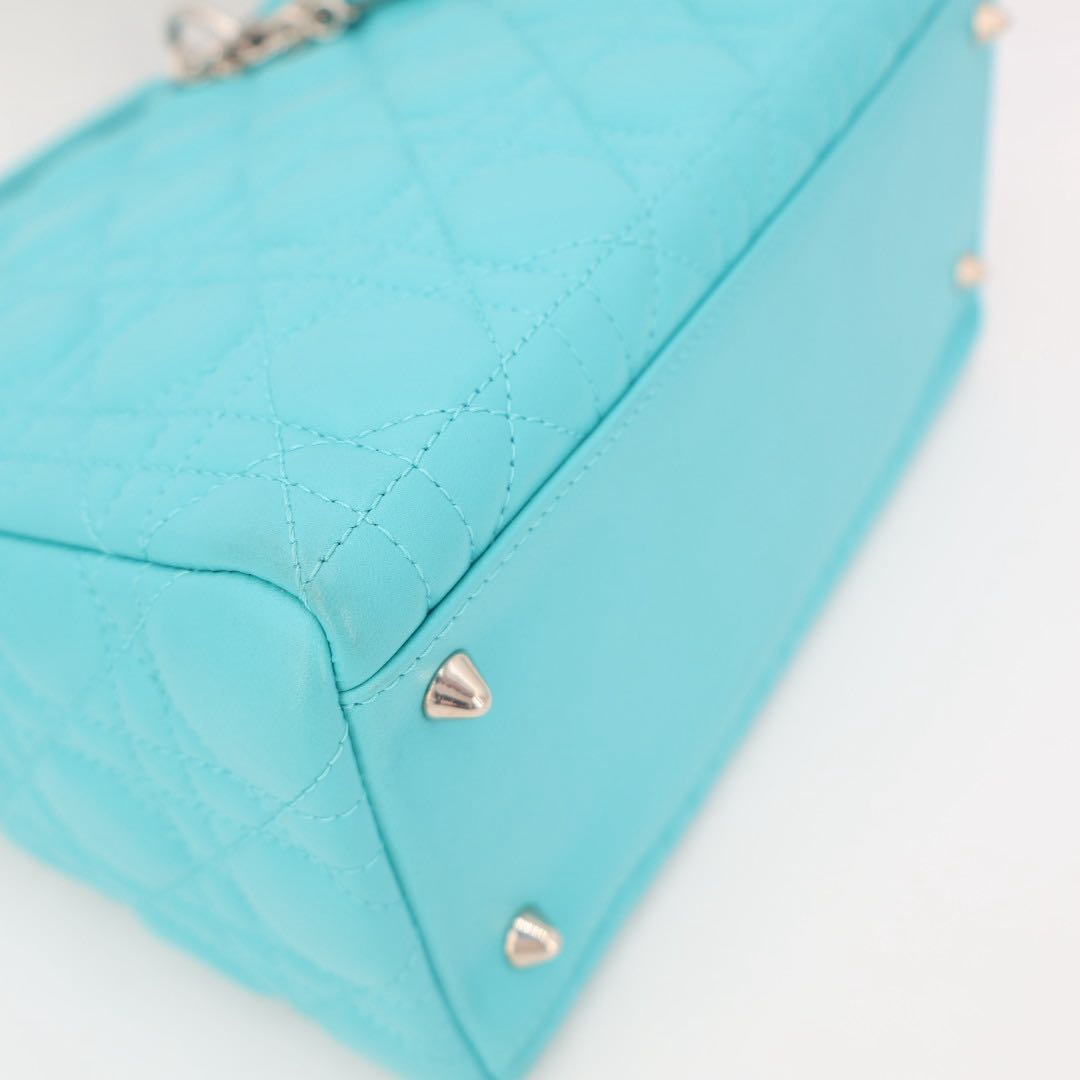 Dior Lady Dior Cannage Leather 2-Way Handbag Blue — view 7
