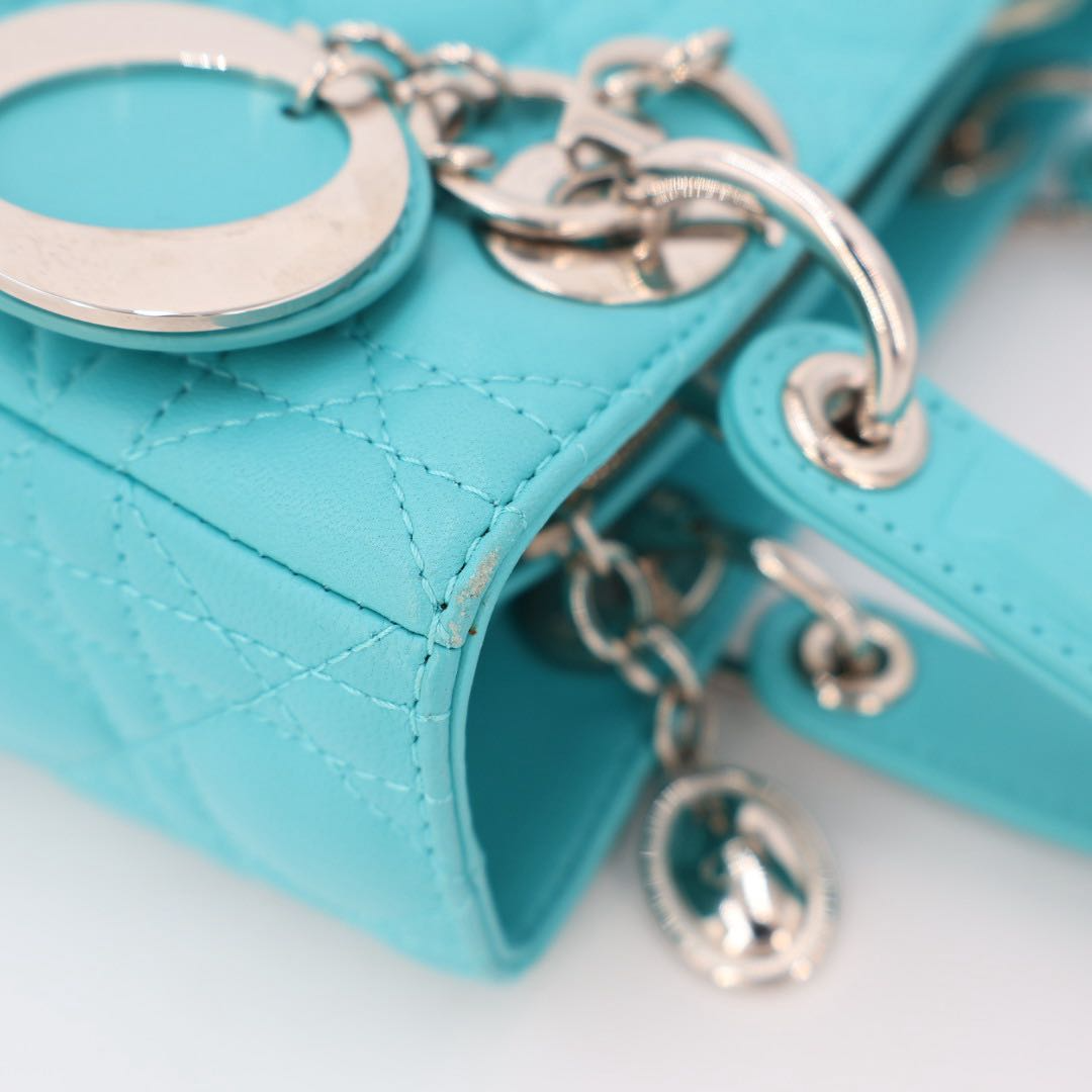 Dior Lady Dior Cannage Leather 2-Way Handbag Blue — view 5